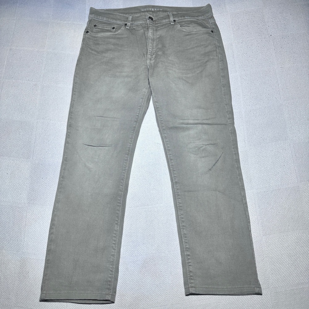 Mott & Bow Mercer Jeans Mens 33x28* Straight Slim Fit Stretch Denim Grey Wash